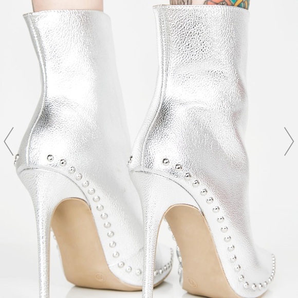 NWT Dolls Kill silver ankle booties - Picture 3 of 5